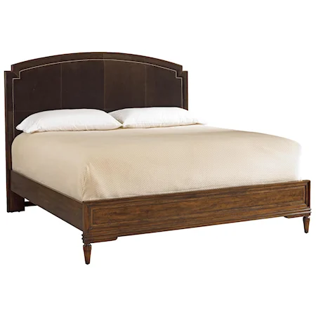 Queen Upholstered Suede Bed w/ Nailhead Trim